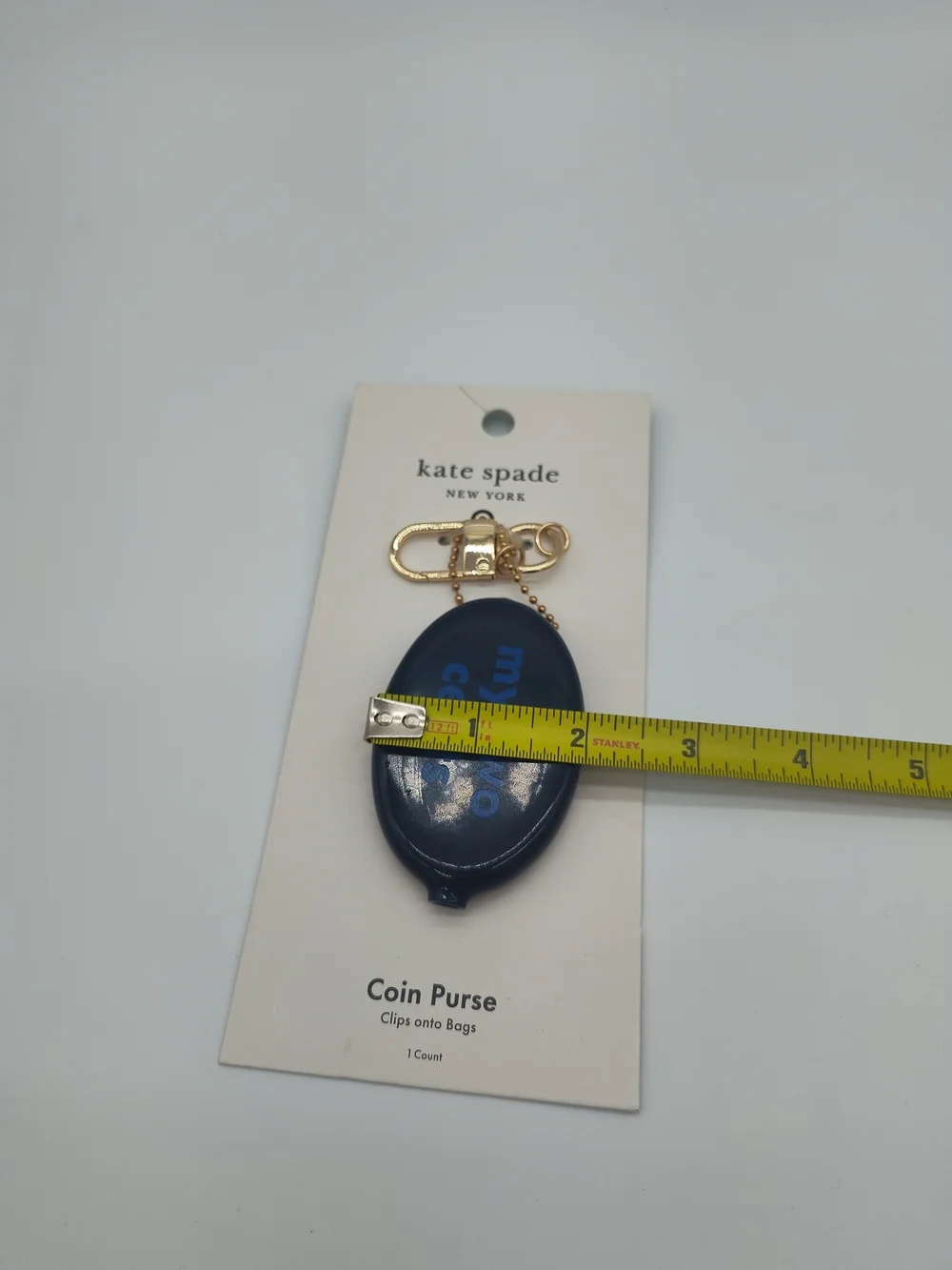 kate spade NEW YORK My Two Cents Coin Purse Bag Charm Blue Gold NWT